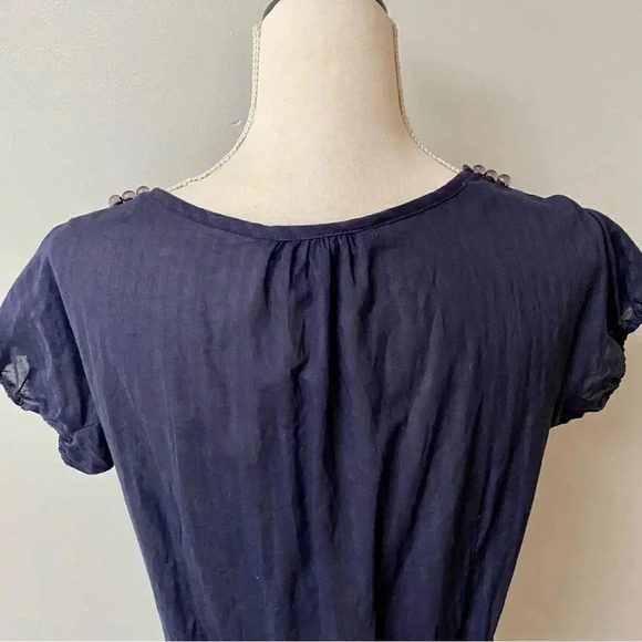 Marc by Marc Jacobs Navy Striped Cotton Square Neck Top Size Medium - Picture 8 of 12